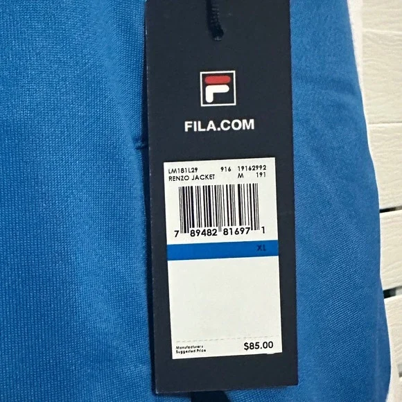 Fila Mens Track Jacket Blue White Stripe Full Zip Mock Neck XL New With Tags - Picture 2 of 5